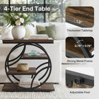 Tribesigns 25-Inch End Table for Living Room, Small Side Table with 4-Tier Storage Shelf, Narrow Industrial Nightstand with Geometric Metal Frame, for Home Bedroom Small Space