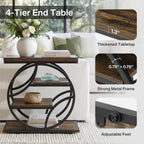 Tribesigns Side Table with 4-Tier Storage Shelf, 25-Inch Living Room Narrow End Table, Small Industrial Nightstand with Geometric Metal Frame, Accent Furniture for Bedroom Small Space, Brown