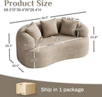 DAMAIFROM 68.5" Loveseat Sofa for Living Room, Modern Luxury Plush Chenille Extra Deep Seat Curved Cloud Floor Couch with 3 Throw Pillows for Small Spaces, No Assembly Needed, Light Brown