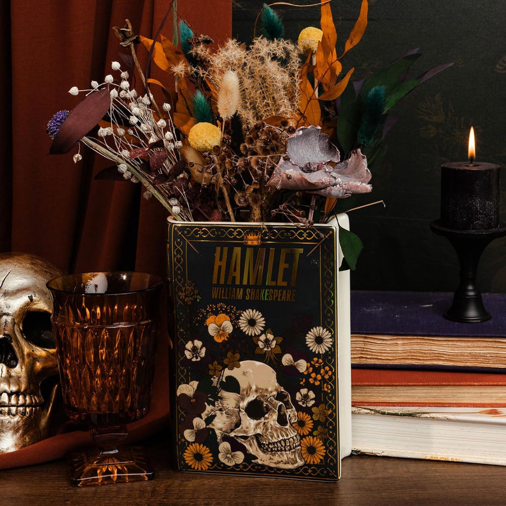 Steel Mill & Co Original Large Book-Shaped Decorative Vase, Ceramic Vases for Home Decor, Cute Bookshelf Decor, Unique Vase for Book Lovers, Hamlet