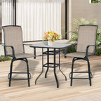 Outdoor Bar Stools Set of 2, 26.6" Seat Height Patio Bar Stools, All Weather Bar Height Swivel Patio Chairs with High Back for Bistro, Patio, Garden