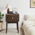Mid Century Modern Nightstand Set of 2,Side Table with Storage Drawer,Bedside Table for Living Room Bedroom,Walnut