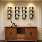 Wall Mount Wine Rack – 9 Bottles – Black Metal Wine Bottle Holder for Wall, Wine Rack Display for Home Bar, Kitchen