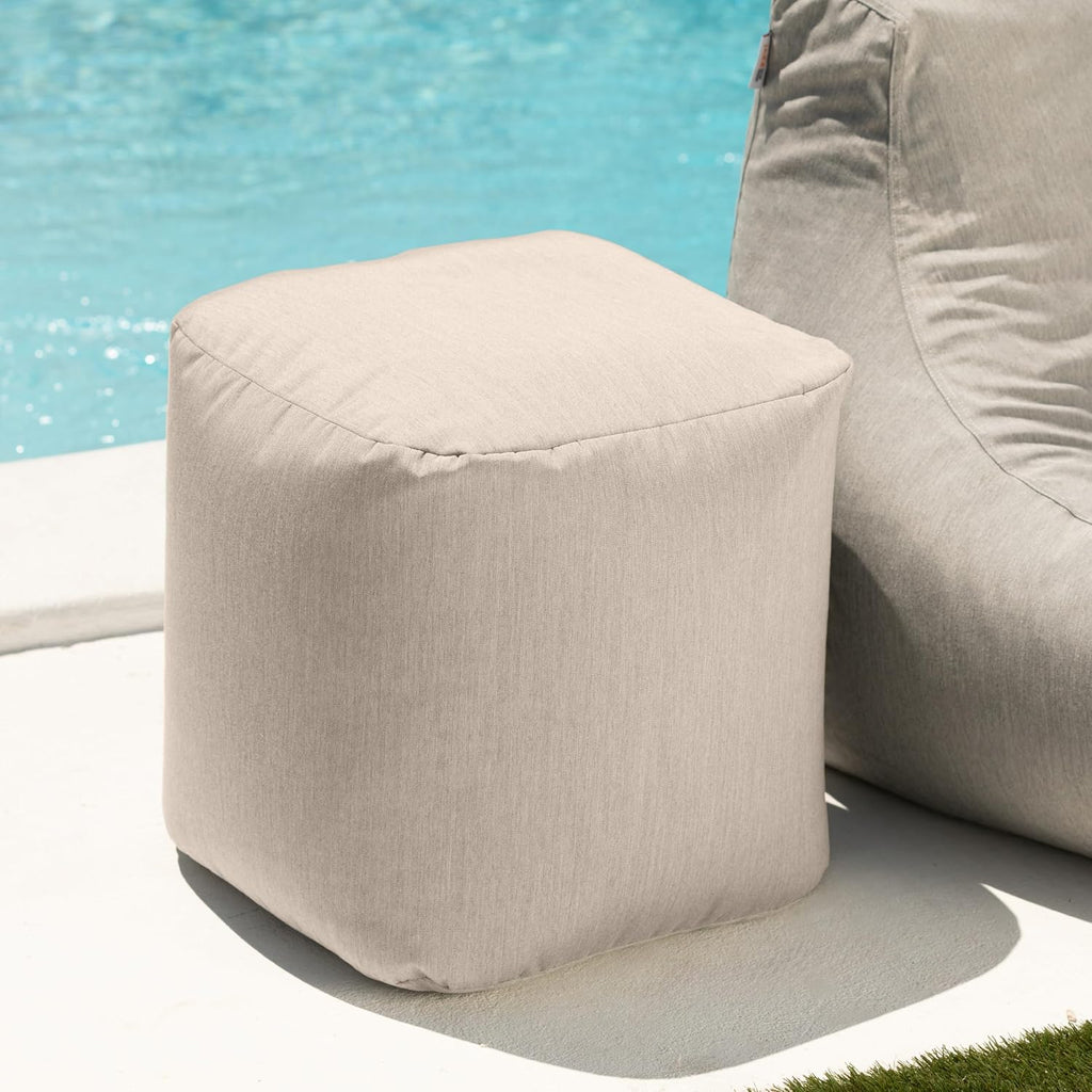 Jaxx Luckie Outdoor Patio Bean Bag Ottoman, Flax