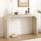 52" Wood Console Table with Curved Edge, Natural Texture, Perfect for Entryways and Living Rooms