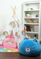 Fun Costumes Care Bears Grumpy Bear Plush Pouf Decoration, Super Soft Cushioned Blue Bean Bag Chair, Home & Bedroom Ottoman Decor Standard
