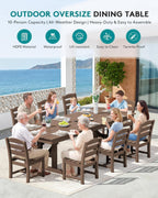 SERWALL Outdoor Armless Dining Chairs Set of 4, All-Weather HDPE Patio Dining Chair with 19.7" Widened Seat, for Backyard, Deck, Lawn and Garden, Brown