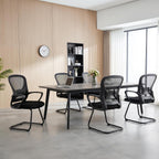 Okeysen Waiting Room Guest Chairs Set of 2, Mesh Mid Back Office Reception Chair with Arms, Office Desk Chair with Sled Base No Wheels, for Office Meeting, Conference Room, Waiting Area, Lobby