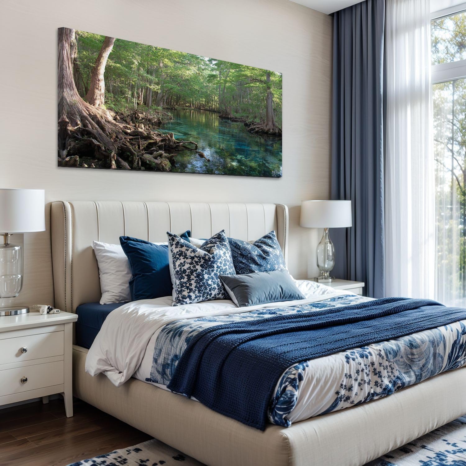 24"x 48" Canvas Wall Art Florida Fresh Water Springs Cypress Tree Swimming Hole Natural Beauty Framed Pictures Painting Prints Large Wall Art for Living Room Bedroom Abstract Home Wall Decor Artwork
