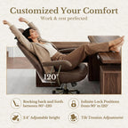 High Back Office Chair with Lumbar Support - Ergonomic Executive Desk Chair, Adjustable Swivel Computer Chair in Premium Faux Leather for Home Office Comfort, Brown