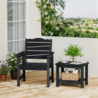 Patio Chairs Set, 3 Pieces Weatherproof HIPS Outdoor Furniture, Patio Chairs Conversation Sets with Side Table for Garden Porch Lawn & Backyard (Black)
