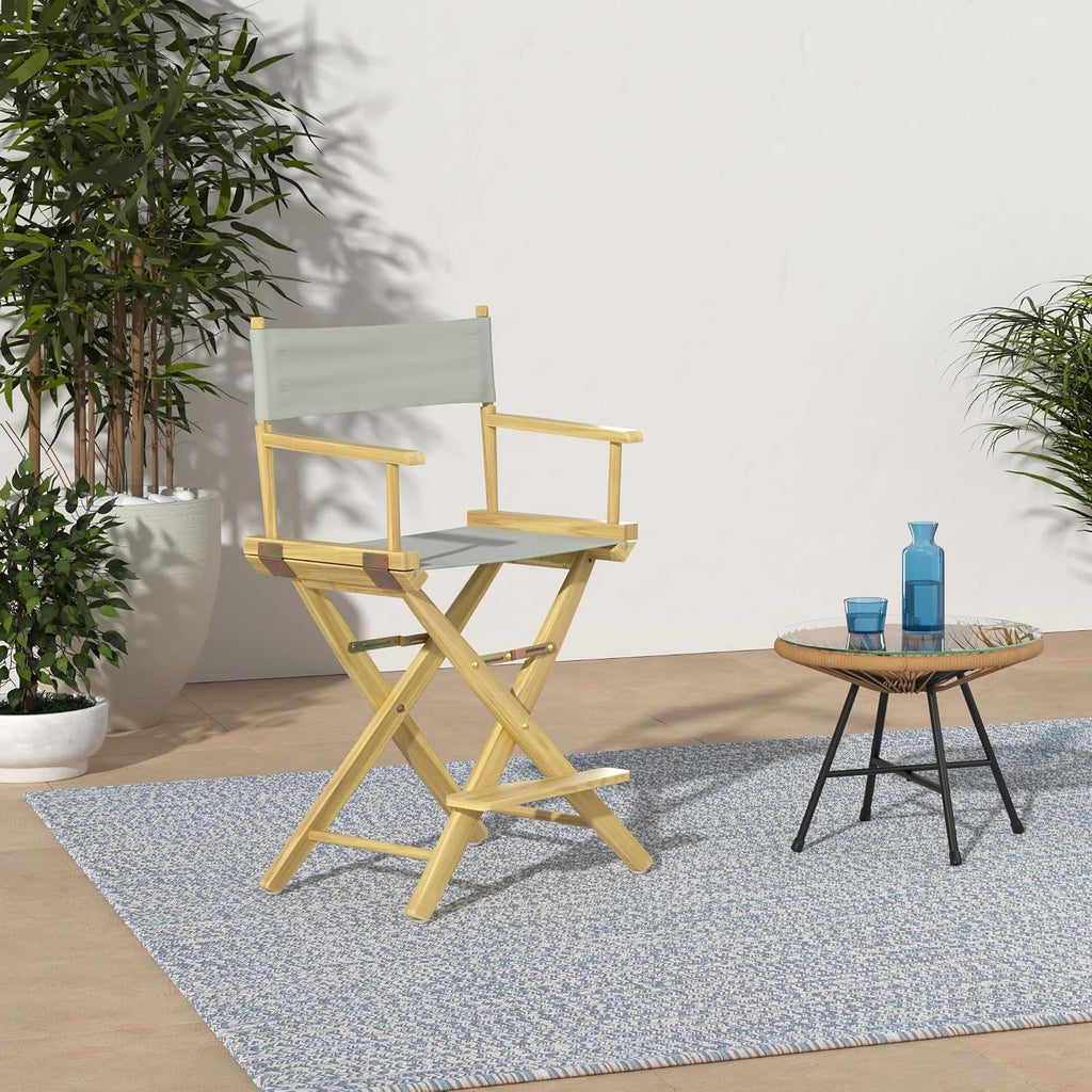 Casual Home 24" Director's Chair Natural Frame with Grey Canvas, Counter Height