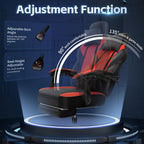 Gaming Chairs for Adults, Computer Chair with Footrest, High Back, Big and Tall Gamer Chair‘s with Massage Lumbar Support, 360° Swivel Height Adjustable Computer Chaires, Dark Red