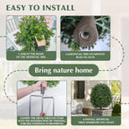 Artificial Boxwood Topiary Trees Outdoor Set of 2, UV Resistant Faux Outdoor Plants with Metal Ground Stakes, Evergreen Boxwood Ball Bushes for Front Porch Patio Garden Entryway Decor