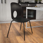 Flash Furniture 5 Pack HERCULES Series 770 lb. Capacity Designer Black Plastic Stack Chair with Black Frame