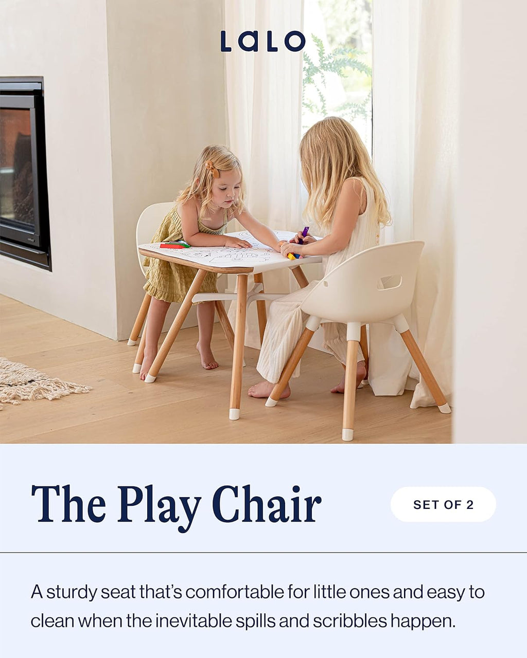 Lalo The Play Chair - Set of 2 Toddler Chairs - Sturdy Bucket Seat - Easy to Clean Kids Chair - 200 lb Weight Capacity - Blueberry