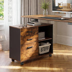 DEVAISE 3 Drawer Wood File Cabinet, Rolling Filing Cabinet with Open Storage Shelf, Printer Stand for Home Office Storage and Organization, Fits Letter/A4 Files (Rustic Brown, Wood)