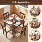 Giantex Dining Table Set for 4, Square Kitchen Table Set w/Rubber Wood Frame, 4 Upholstered Chairs w/X-Shaped Backrest, Space-Saving Dinette Set for Small Space, Dining Room, Breakfast Nook