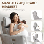 Power Rocking Chair Nursery Glider Recliner with Adjustable Headrest, Dual Motor Chenille Swivel Rocker Recliner Chair with USB Port and Storage Bags, FSC, CertiPUR-US® Certified, Crockery Grey