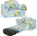 Comfy Kids Couch, 2-in-1 Fold Out Sofa Chair, Soft Foam Sofa for Playroom | Foam Support for Reading and Playing, Boys and Girls, Includes Cozy blanket, Dinosaur