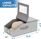 Simple Trending Hat Organizer for Baseball Caps, 2PCS Stackable Storage with Clear Window Lid,Hat Box for Closet, Holds up to 24 Caps Hat Organizer for Closet, Grey
