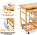 Nova Microdermabrasion Kitchen Island Cart with Storage, Rolling Side Table on Wheels with 2 Drawers, 3 Shelves, Lockable Casters for Dining Room, Bar