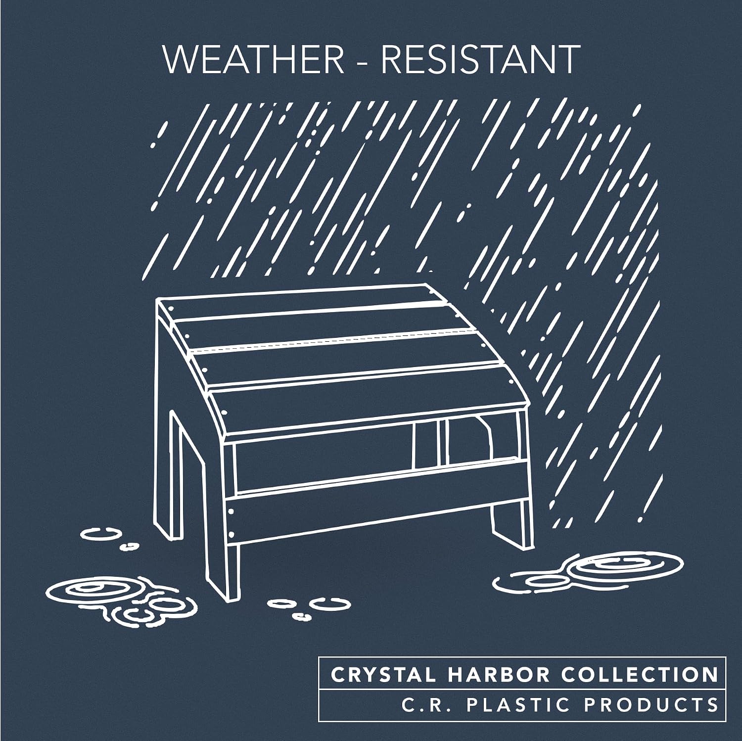 Crystal Harbor Outdoor Footstool, Navy – Recycled HDPE All-Weather Ottoman for Adirondack Chairs