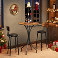 CHOEZON Bar Table, Round High Top Table, Home Counter Height Table, for Kitchen, Pub, Bistro, Living Room, Meeting Room, Rustic Brown and Black TBT06BF