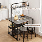 Jocoevol Kitchen Island with Storage, Bakers Rack, Island Table, 42*27.5*71, Grey