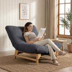 Modern Accent Chair for Living Room, Comfy Corduroy Chaise Lounge with Solid Wood Base, Oversized Single Sofa Reading Armchair with Thick Padded Cushion for Bedroom Small Spaces, Dark Grey