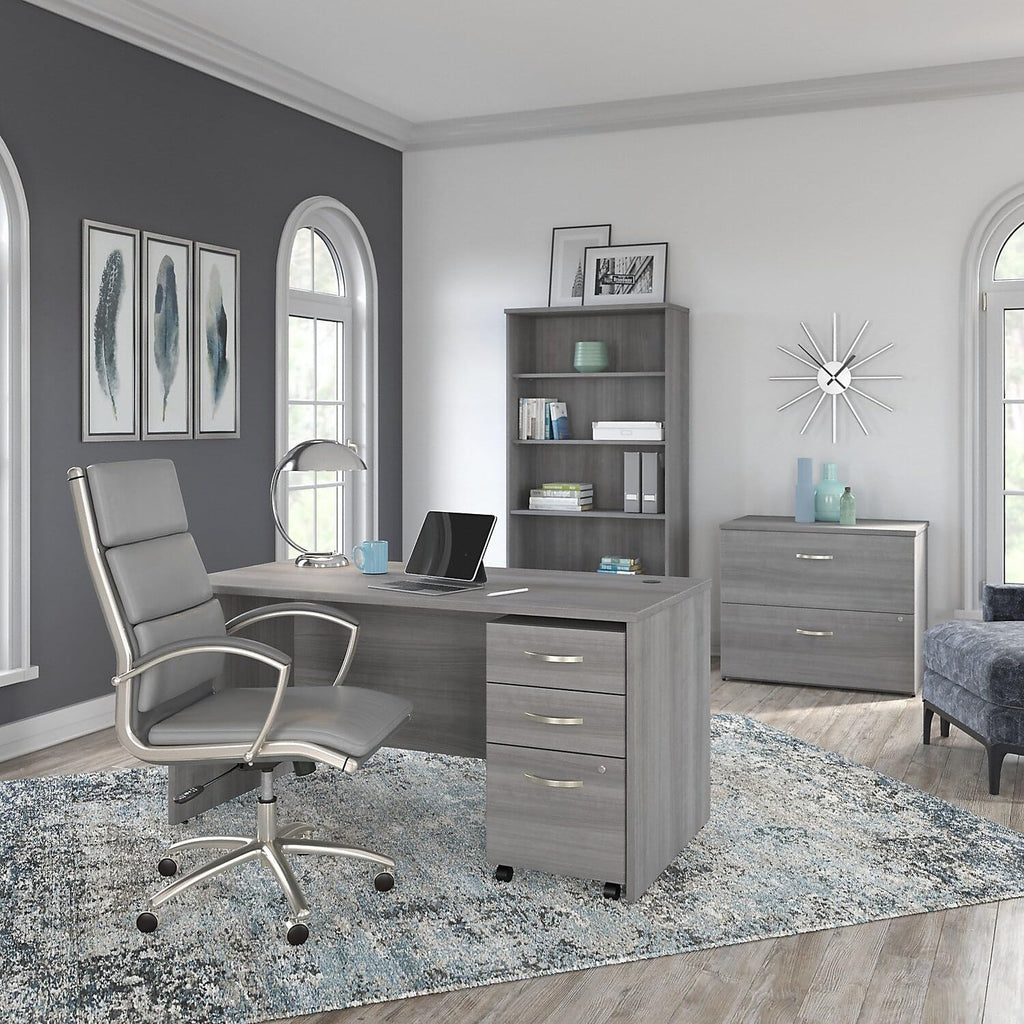 Bush Business Furniture 60W x 30D Office Desk with Mobile File Cabinet, Computer Table and Drawers for Home or Professional Workspace, Studio C Collection, Platinum Gray