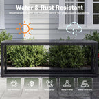 47" Outdoor Garden Bench with Storage Shelf, Modern Black Entryway Bench, Wood-Grain HDPE Seat, Galvanized Steel Frame with Powder Coating for Porch, Yard, Patio, Tree