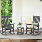 LUE BONA Outdoor Rocking Chair, HDPS Poly Rocking Chairs, All Weather Resistant Plastic Outdoor Indoor Porch Rocker, Heavy Duty Rocking Chair for Patio, Lawn, Garden, 300LBS, Dark Gray