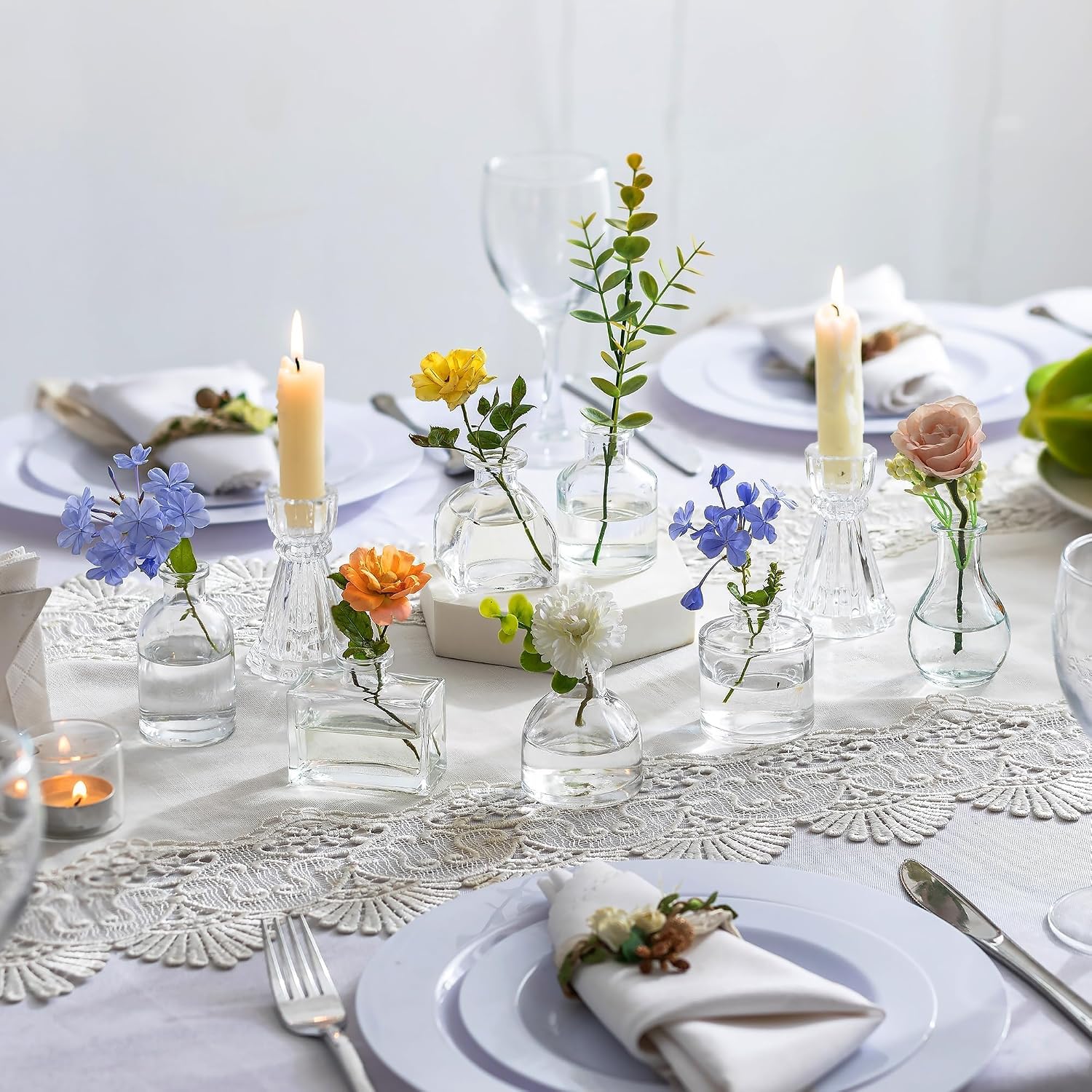 Glasseam Clear Glass Vases for Centerpieces: Mini Flower Vase Set 28Pcs Bud Vases in Bulk - Modern Small Vases for Home Room Wedding Party Dining Table Center Decor