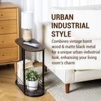 MyGift 21 Inch Tall Brown Wood Oval Side Table, 2 Tier Living Room Sofa End or Side Table with Bottom Storage