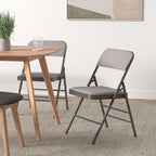 Pack of 2 (Fabric/Vinyl) Steel Frame Metal Foam Padded Folding Chairs (Black, Gray, White) (2-Pack - Fabric White)