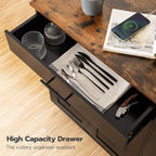 HOOBRO Kitchen Island with Power Outlet, Storage Island with Spice Rack and Drawer, Rolling Kitchen Cart on Wheels, for Home, Dining Room, Rustic Brown and Black