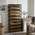 DECOMIL 48 Bottle Wine Rack, Freestanding Floor Storage Organizer with Real Bamboo Shelves, Metal Frame, Top Shelf, Easy Assembly, Fits Standard Bottles, 51 x 23 x 9.5 in