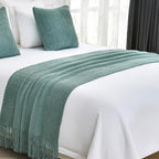 Knit Bed Runners for King Size Bed, Solid Color Bed Scarf with Tassel, Boho Woven Bed Scarves No Fading Soft Bed Throw Blanket for Bedroom Home Hotel (60x230cm/23.6 * 90.6in,A10)