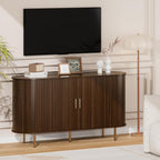 DHH Sideboard Buffet Cabinet with Storage,Mid Century Modern Fluted Accent Coffee Bar Console Table,Tambour Sliding Doors& Adjustable Shelf for Kitchen, Living Room, Entryway(Walnut,55 Inch)