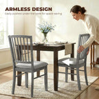 HOMCOM Farmhouse Dining Chairs Set of 2, Upholstered Linen Fabric Kitchen Chairs with Solid Rubberwood Legs for Kitchen, Dining Room, Rustic Gray