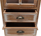Tall Storage Cabinet with Glass Door & 2 Drawers — Vintage Wood Display Cabinet, Single Door Cabinet with Shelves, Wood Storage Cabinet for Living Room (Solid Wood Frame + MDF)