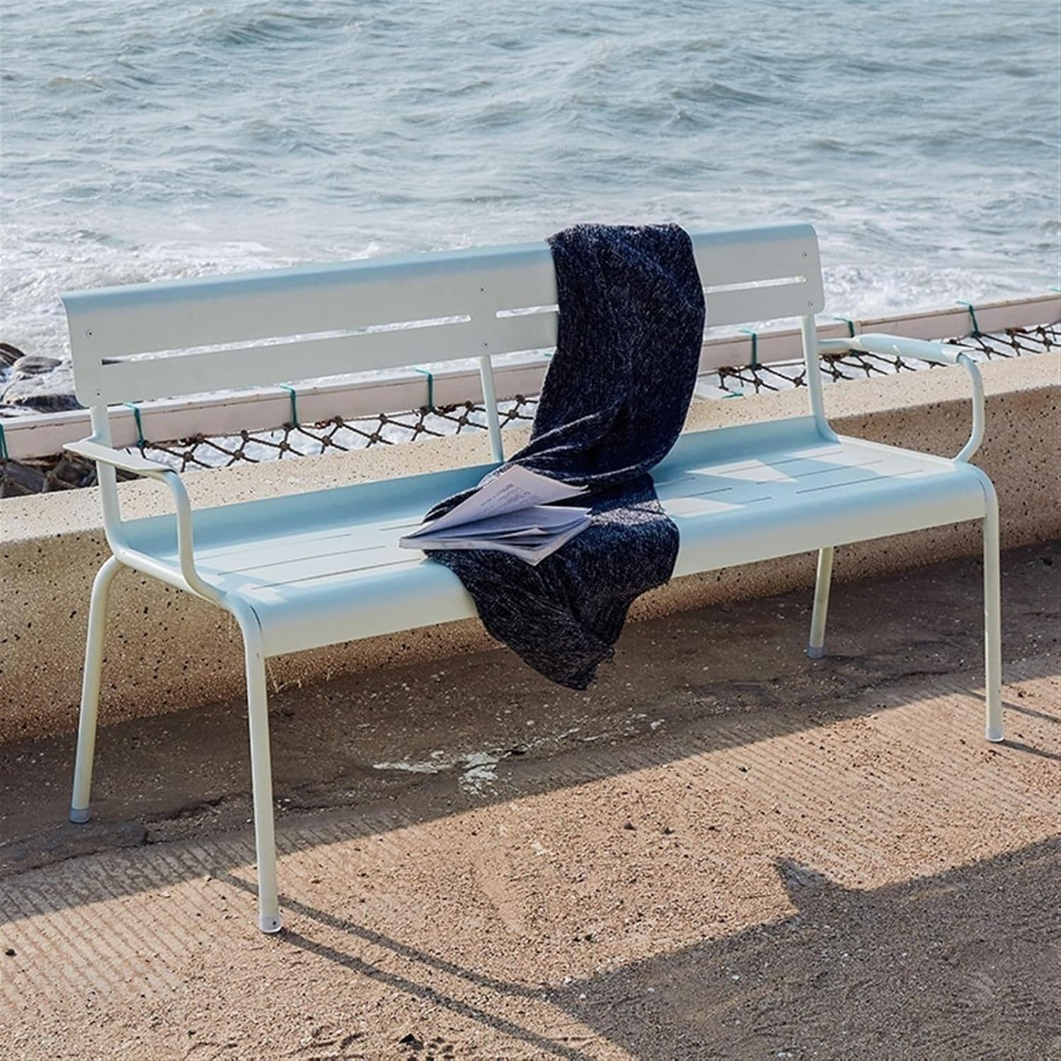 Garden Outdoor Terrace Bench, Aluminum Alloy, with Backrest, Suitable for Balconies, Gardens, Decks, Backyards Seat(Yellow,160x55x82CM)