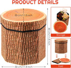 Amylove 3 Pack Tree Stump Storage Stool 12 x 12 Inch Stool Ottoman, Cute Folding Storage Toy Box with Foam Cushion, Collapsible Seat Chest (Classic)