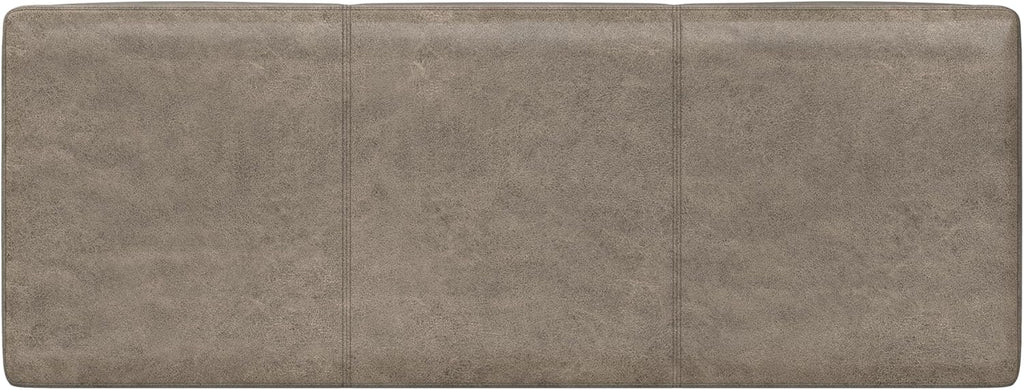 SIMPLIHOME Avalon Storage Ottoman Bench - 48" Wide x 16" High Upholstered Vegan Leather Rectangular Lift-Top Ottoman in Distressed Smoky Grey Brown, Transitional Storage Bench with High-Density Foam
