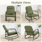 HOMEFUN Nursery Rocking Chair,Patio Rocking Chair,Upholstered Glider Rocker with Padded Seat and High Backrest Safe and Comfy Armchair for Living Room Office,Front Porch, Garden, Patio, Backyard Green
