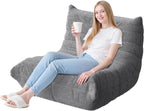 WLIVE Bean Bag Chair for Adults, Teddy Fleece Togo Chair, Giant, Memory Foam, for Living Room and Bedroom, Single, Grey