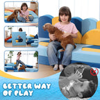 Erament 22Pcs Modular Kids Play Couch for Toddler - Kids Sofa Bed for Playroom, Convertible Furniture Ocean Theme Modular Sofa Building Fort for Inspiring Creativity