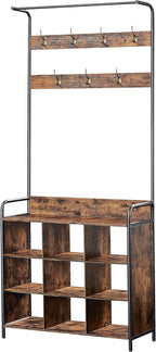 Hall Tree with Bench and Shoe Storage | Versatile Entryway Organizer with Coat Rack, Hooks & Shelf | Freestanding Mudroom Solution for Clothing and Shoes