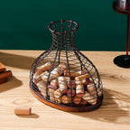 Wine Cork Holder Decorative Wine Stopper Container Wine Cork Storage with Wooden Bottom Cork Collector Basket Kitchen Decor for Wine Lover Gift (Rustic Bronze)